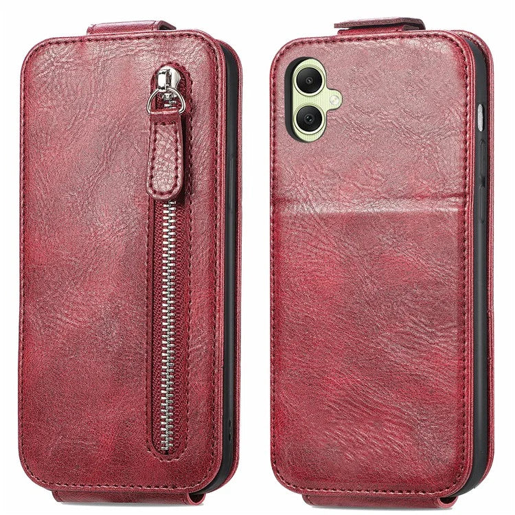For Samsung Galaxy A05 4G Cover Vertical Flip Stand Mobile Phone Case with Zipper Wallet
