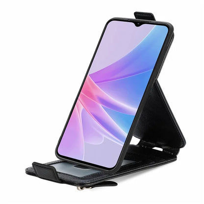 For Oppo A58 4G Case PU Leather Zipper Wallet Solid Color Design Phone Protector