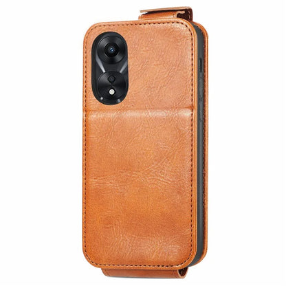 For Oppo A58 4G Case PU Leather Zipper Wallet Solid Color Design Phone Protector