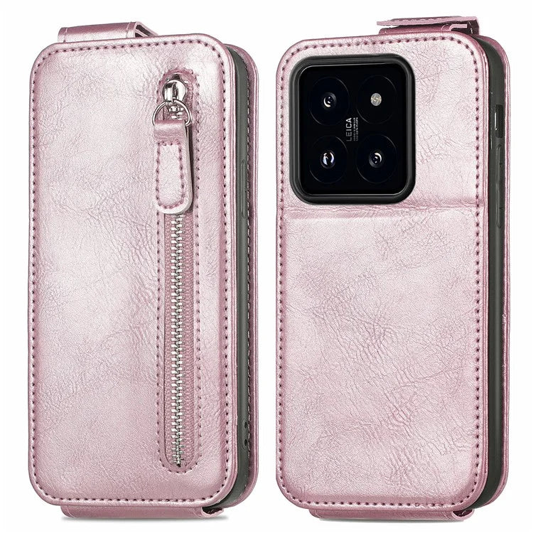 For Xiaomi 14 Magnetic Case PU Leather Zipper Wallet Phone Guard Cover