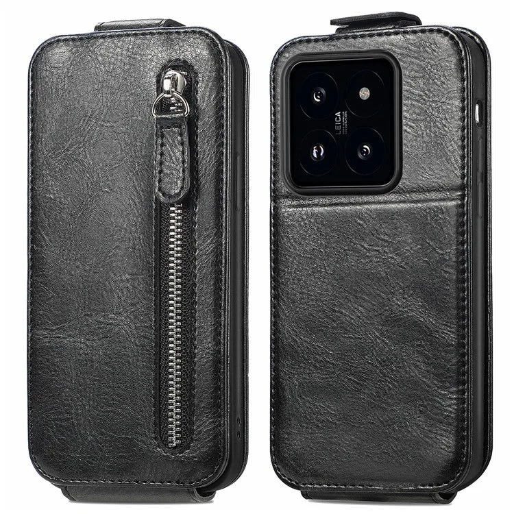 For Xiaomi 14 Magnetic Case PU Leather Zipper Wallet Phone Guard Cover