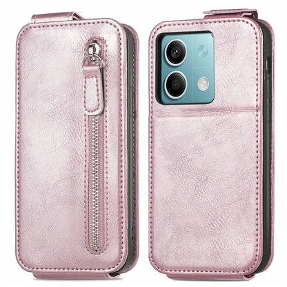 For Xiaomi Redmi Note 13 5G Case Vertical Flip Stand Phone Shell with Zipper Wallet