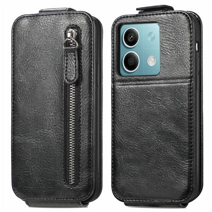 For Xiaomi Redmi Note 13 5G Case Vertical Flip Stand Phone Shell with Zipper Wallet