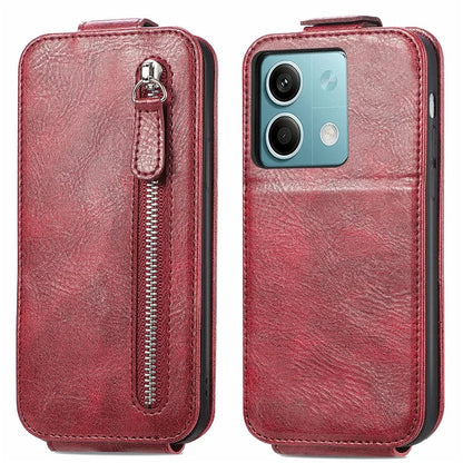 For Xiaomi Redmi Note 13 5G Case Vertical Flip Stand Phone Shell with Zipper Wallet