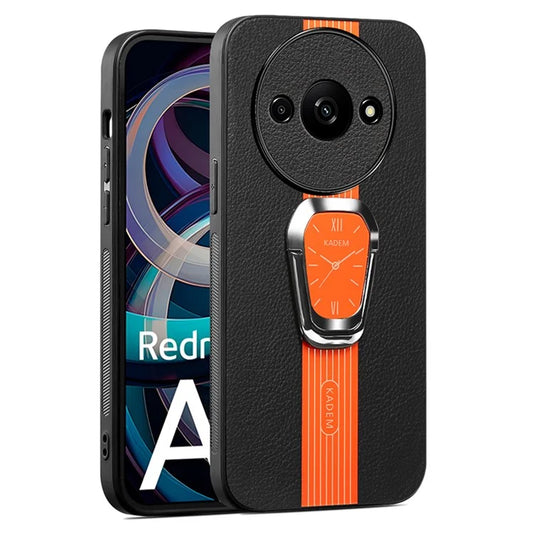 KADEM For Xiaomi Redmi A3 Case Kickstand Leather Coated TPU+Acrylic Phone Back Protector