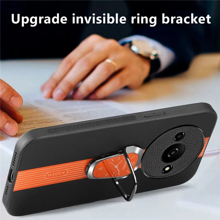 KADEM For Xiaomi Redmi A3 Case Kickstand Leather Coated TPU+Acrylic Phone Back Protector