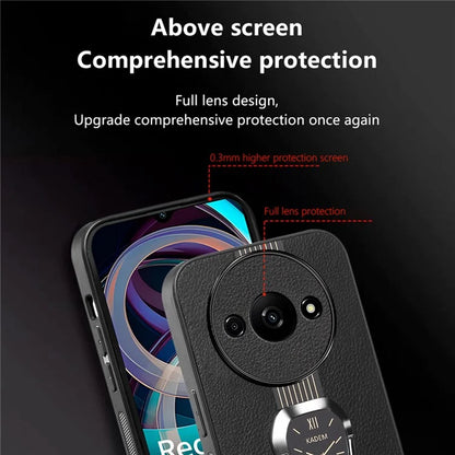 KADEM For Xiaomi Redmi A3 Case Kickstand Leather Coated TPU+Acrylic Phone Back Protector