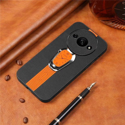 KADEM For Xiaomi Redmi A3 Case Kickstand Leather Coated TPU+Acrylic Phone Back Protector