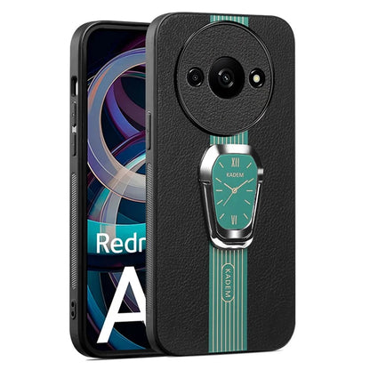 KADEM For Xiaomi Redmi A3 Case Kickstand Leather Coated TPU+Acrylic Phone Back Protector