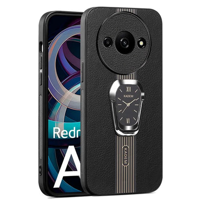 KADEM For Xiaomi Redmi A3 Case Kickstand Leather Coated TPU+Acrylic Phone Back Protector