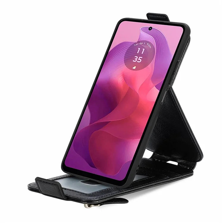 For Motorola Moto G24 4G / G04 4G Case with Card Holder PU Leather Phone Cover Vertical Flip