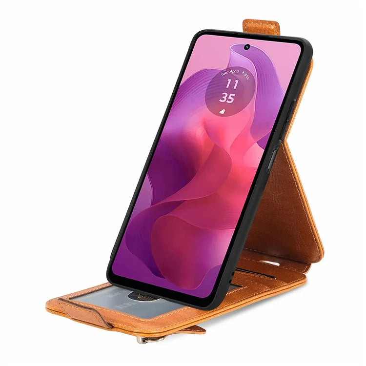 For Motorola Moto G24 4G / G04 4G Case with Card Holder PU Leather Phone Cover Vertical Flip