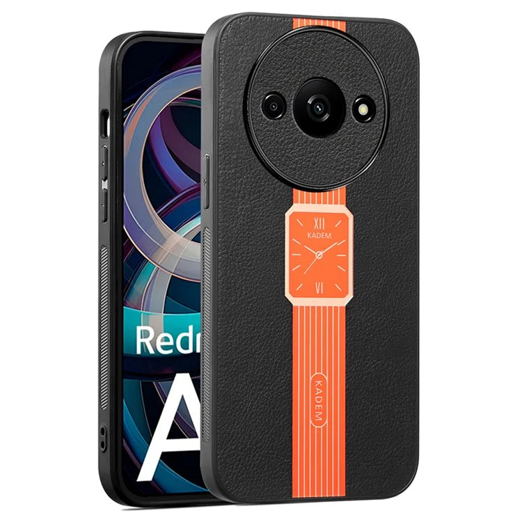 KADEM For Xiaomi Redmi A3 Back Case Leather Coated TPU+Acrylic Non-Slip Phone Cover