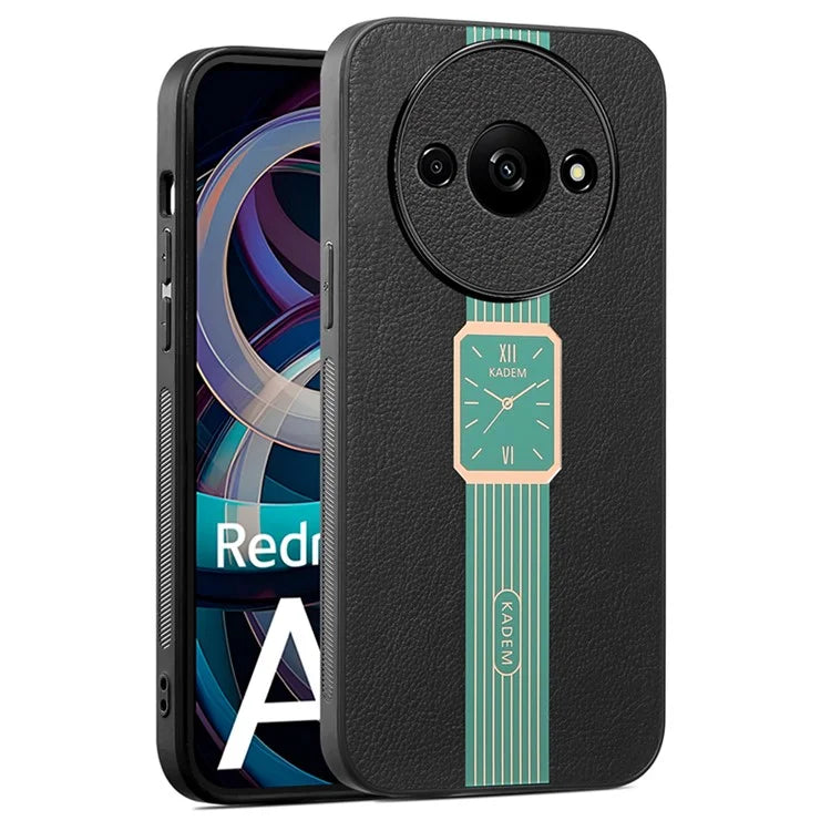 KADEM For Xiaomi Redmi A3 Back Case Leather Coated TPU+Acrylic Non-Slip Phone Cover