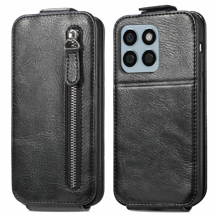 For Honor X8b 4G Case PU Leather Up and Down Open Zipper Wallet Phone Cover