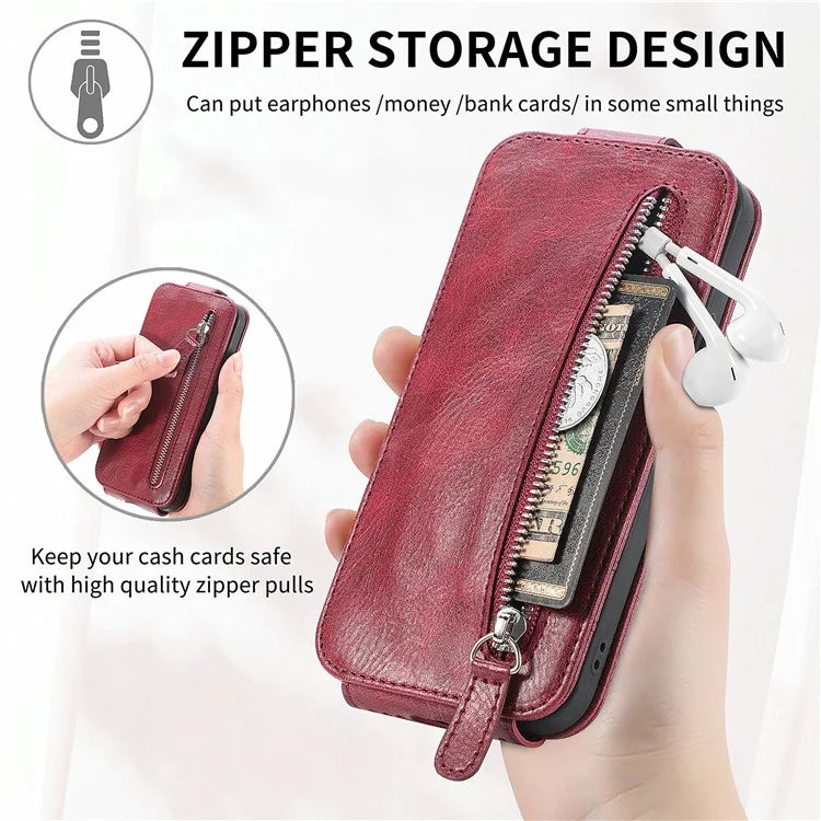 For Honor X8b 4G Case PU Leather Up and Down Open Zipper Wallet Phone Cover