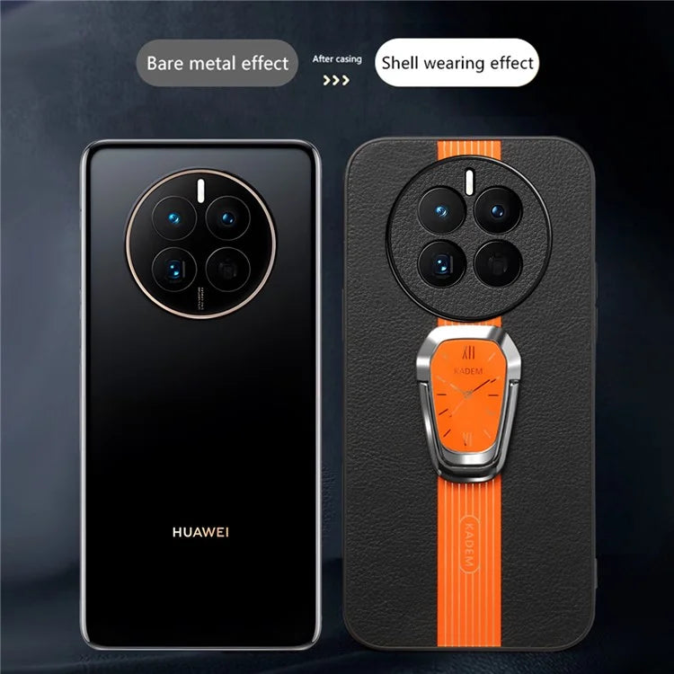 KADEM For Realme 12+ 5G Case Leather Coated TPU+Acrylic Protective Cover with Kickstand