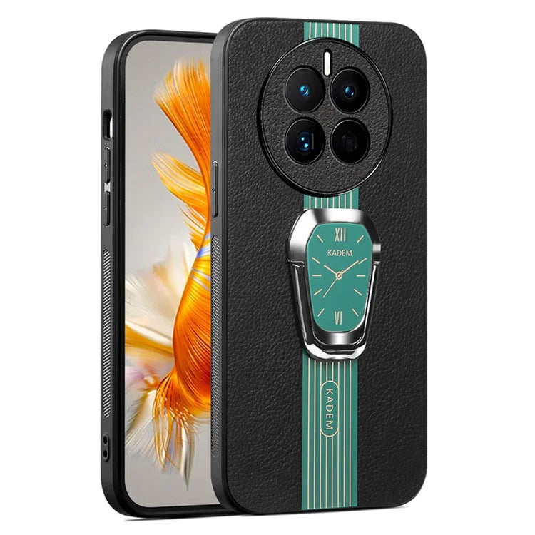 KADEM For Realme 12+ 5G Case Leather Coated TPU+Acrylic Protective Cover with Kickstand