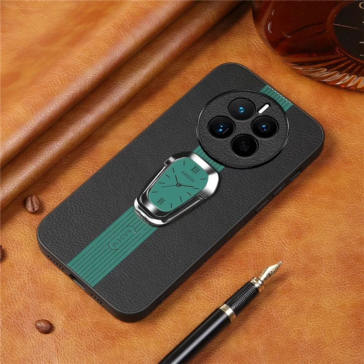 KADEM For Realme 12+ 5G Case Leather Coated TPU+Acrylic Protective Cover with Kickstand