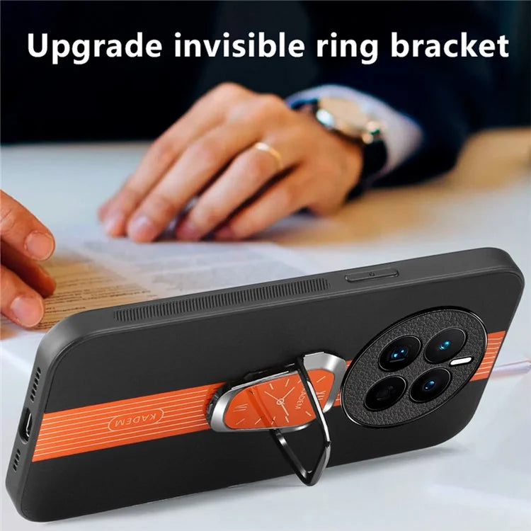 KADEM For Realme 12+ 5G Case Leather Coated TPU+Acrylic Protective Cover with Kickstand