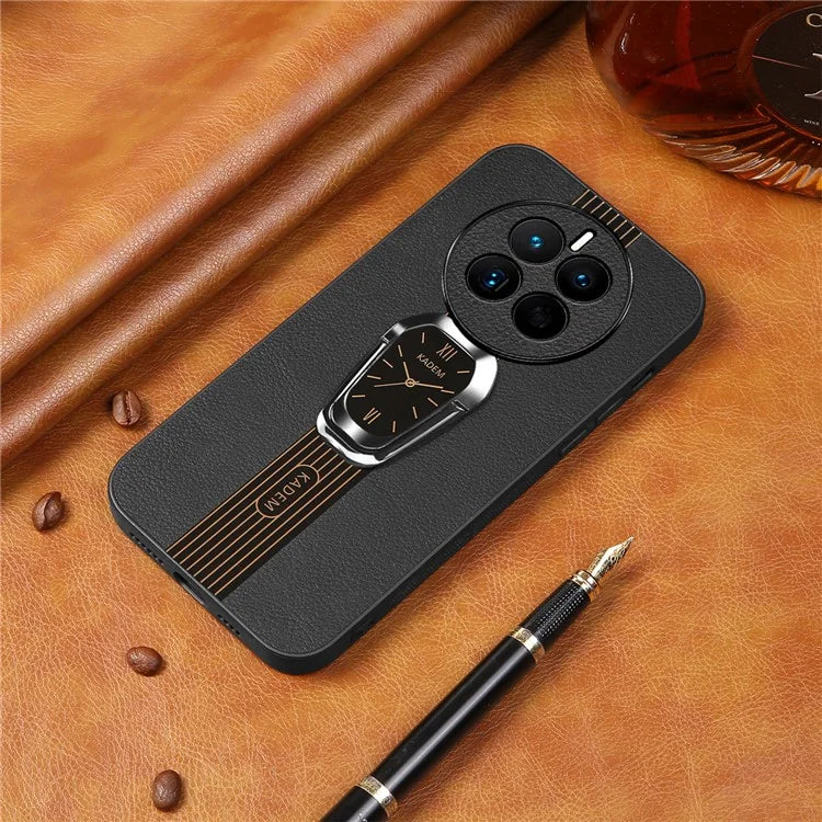 KADEM For Realme 12+ 5G Case Leather Coated TPU+Acrylic Protective Cover with Kickstand
