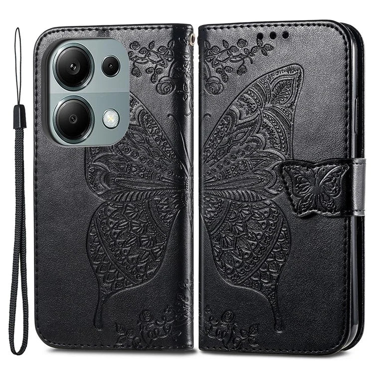For Xiaomi Redmi Note 13 Pro 4G / Poco M6 Pro 4G Phone Case Butterfly Imprinted Cover with Card Holder