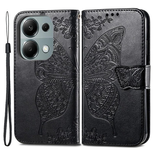 For Xiaomi Redmi Note 13 Pro 4G / Poco M6 Pro 4G Phone Case Butterfly Imprinted Cover with Card Holder