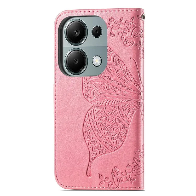 For Xiaomi Redmi Note 13 Pro 4G / Poco M6 Pro 4G Phone Case Butterfly Imprinted Cover with Card Holder