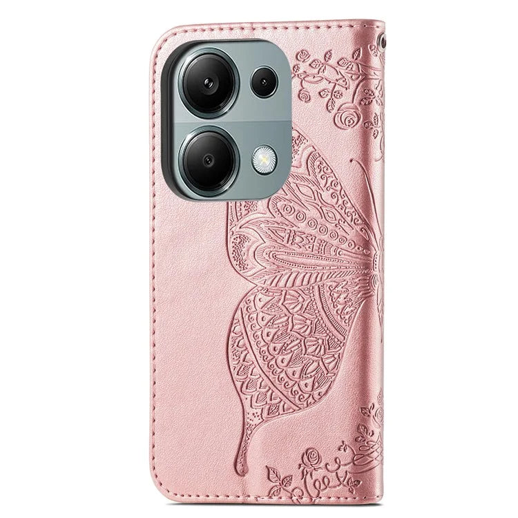 For Xiaomi Redmi Note 13 Pro 4G / Poco M6 Pro 4G Phone Case Butterfly Imprinted Cover with Card Holder