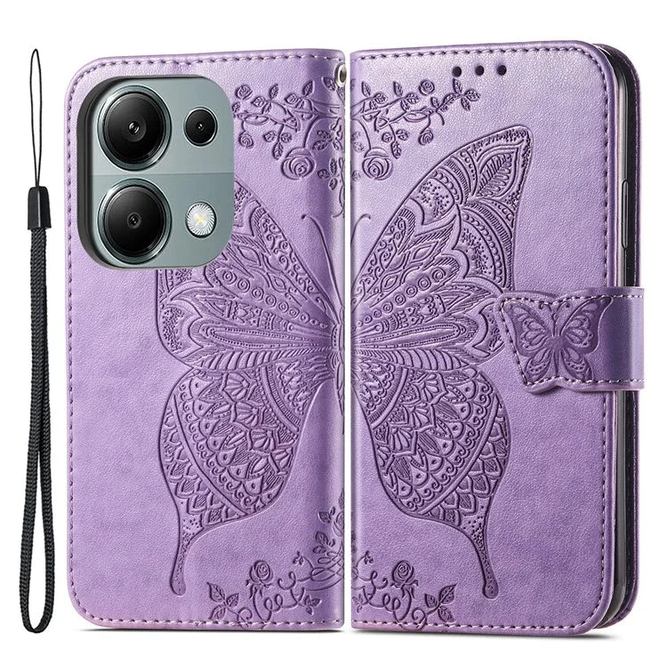 For Xiaomi Redmi Note 13 Pro 4G / Poco M6 Pro 4G Phone Case Butterfly Imprinted Cover with Card Holder