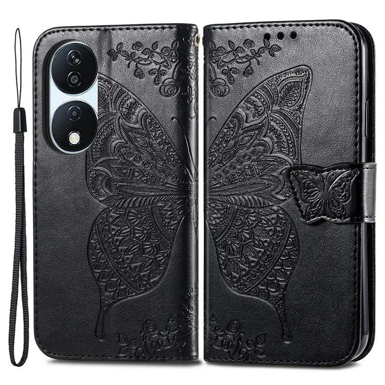 For Honor X7b 4G Shockproof Case Butterfly Pattern Wallet Style Phone Guard Cover