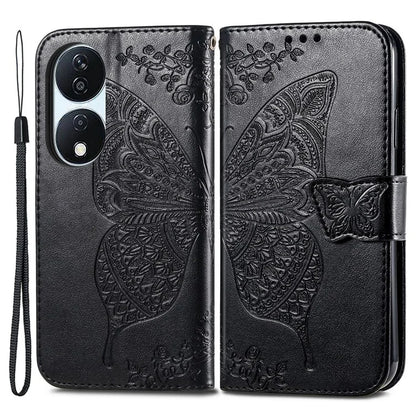 For Honor X7b 4G Shockproof Case Butterfly Pattern Wallet Style Phone Guard Cover