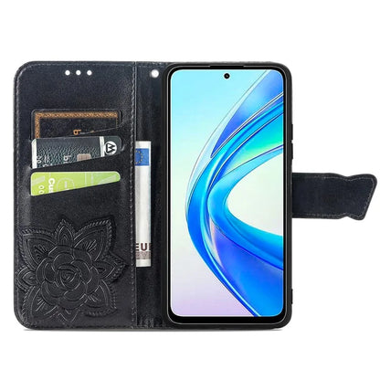 For Honor X7b 4G Shockproof Case Butterfly Pattern Wallet Style Phone Guard Cover