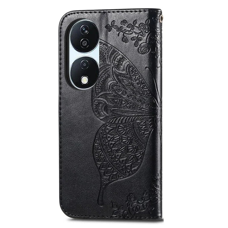 For Honor X7b 4G Shockproof Case Butterfly Pattern Wallet Style Phone Guard Cover