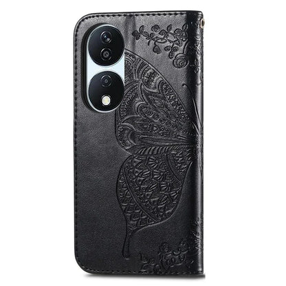 For Honor X7b 4G Shockproof Case Butterfly Pattern Wallet Style Phone Guard Cover