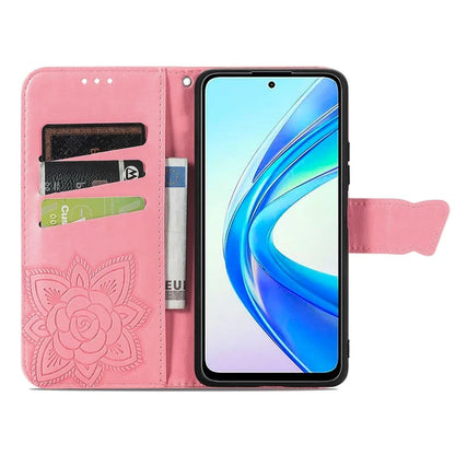 For Honor X7b 4G Shockproof Case Butterfly Pattern Wallet Style Phone Guard Cover