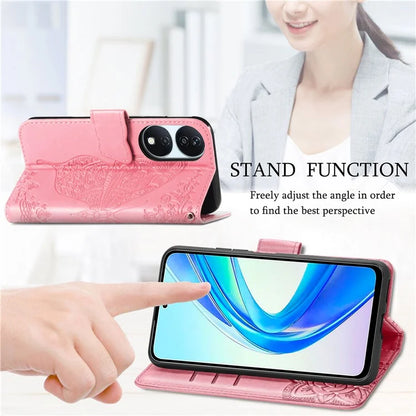 For Honor X7b 4G Shockproof Case Butterfly Pattern Wallet Style Phone Guard Cover