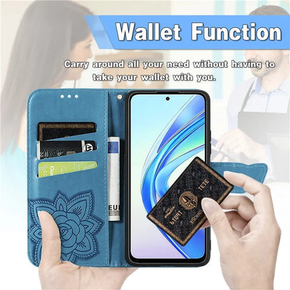 For Honor X7b 4G Shockproof Case Butterfly Pattern Wallet Style Phone Guard Cover