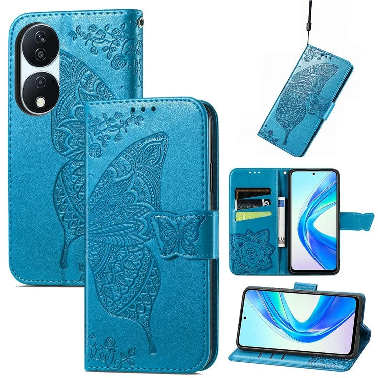 For Honor X7b 4G Shockproof Case Butterfly Pattern Wallet Style Phone Guard Cover