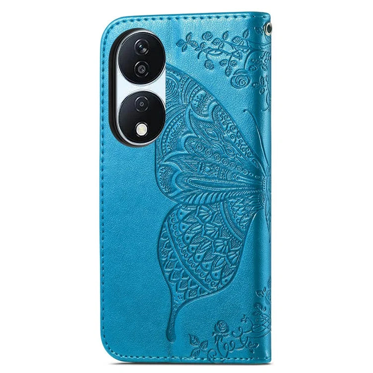 For Honor X7b 4G Shockproof Case Butterfly Pattern Wallet Style Phone Guard Cover