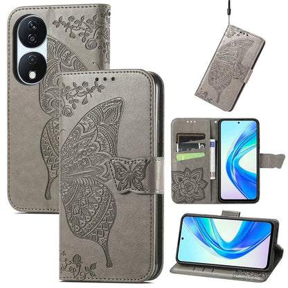 For Honor X7b 4G Shockproof Case Butterfly Pattern Wallet Style Phone Guard Cover