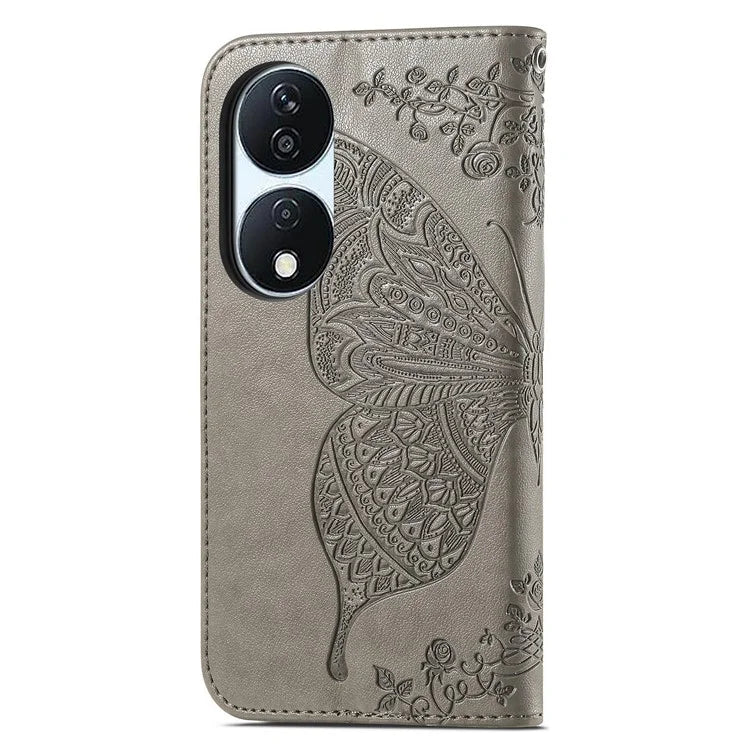 For Honor X7b 4G Shockproof Case Butterfly Pattern Wallet Style Phone Guard Cover