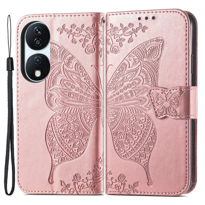 For Honor X7b 4G Shockproof Case Butterfly Pattern Wallet Style Phone Guard Cover