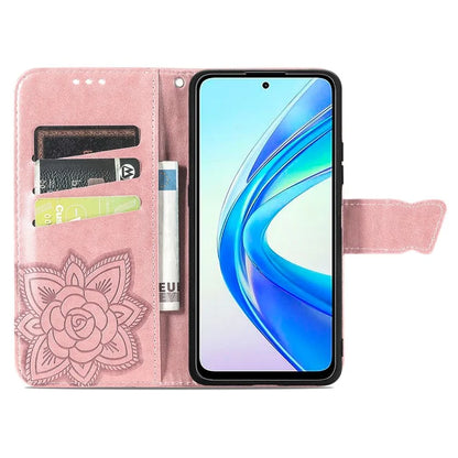 For Honor X7b 4G Shockproof Case Butterfly Pattern Wallet Style Phone Guard Cover