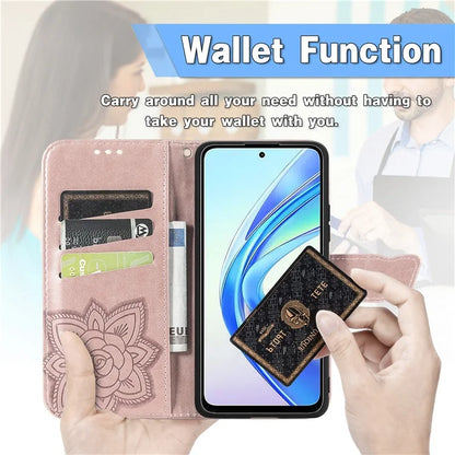 For Honor X7b 4G Shockproof Case Butterfly Pattern Wallet Style Phone Guard Cover