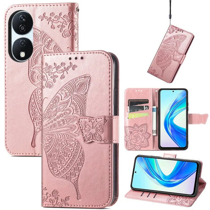For Honor X7b 4G Shockproof Case Butterfly Pattern Wallet Style Phone Guard Cover