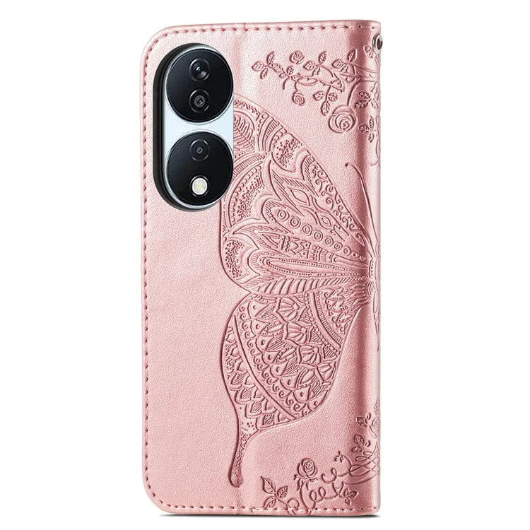 For Honor X7b 4G Shockproof Case Butterfly Pattern Wallet Style Phone Guard Cover