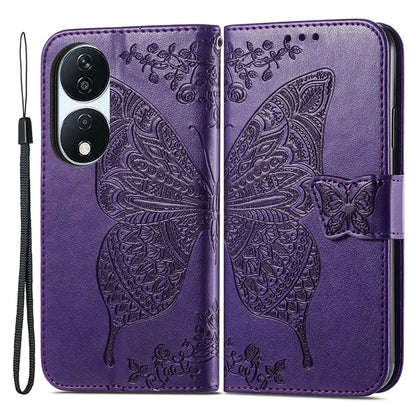 For Honor X7b 4G Shockproof Case Butterfly Pattern Wallet Style Phone Guard Cover