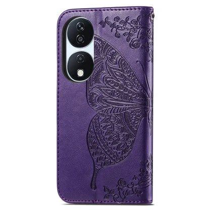 For Honor X7b 4G Shockproof Case Butterfly Pattern Wallet Style Phone Guard Cover