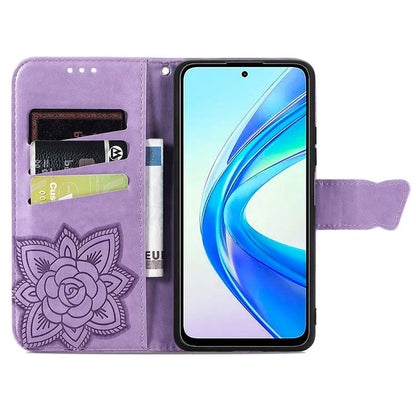 For Honor X7b 4G Shockproof Case Butterfly Pattern Wallet Style Phone Guard Cover